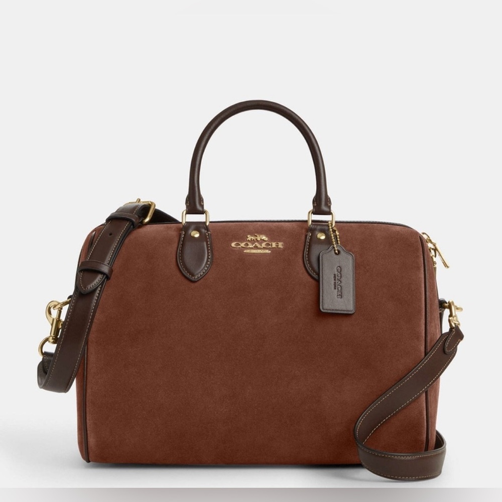 New Coach Suede Rowan Large Satchel Bag CCC79 NWT